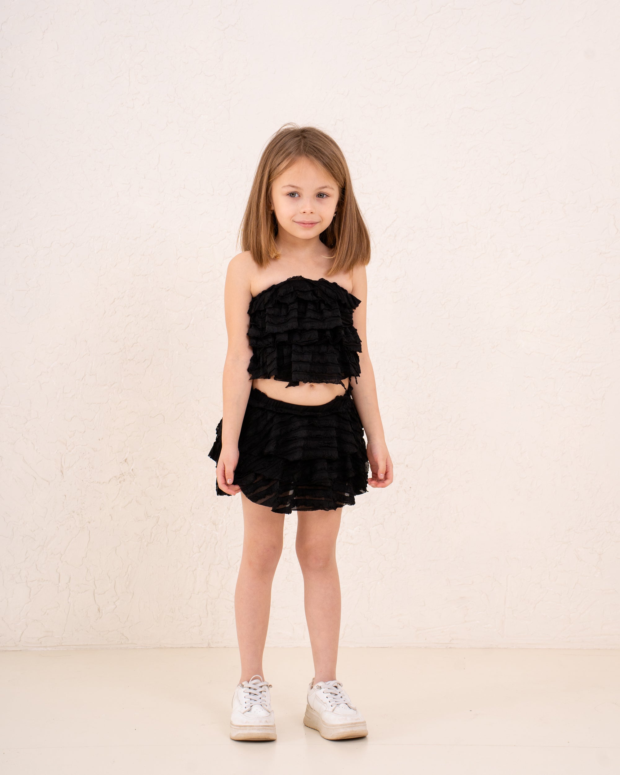 Girls ruffle strapless skirt