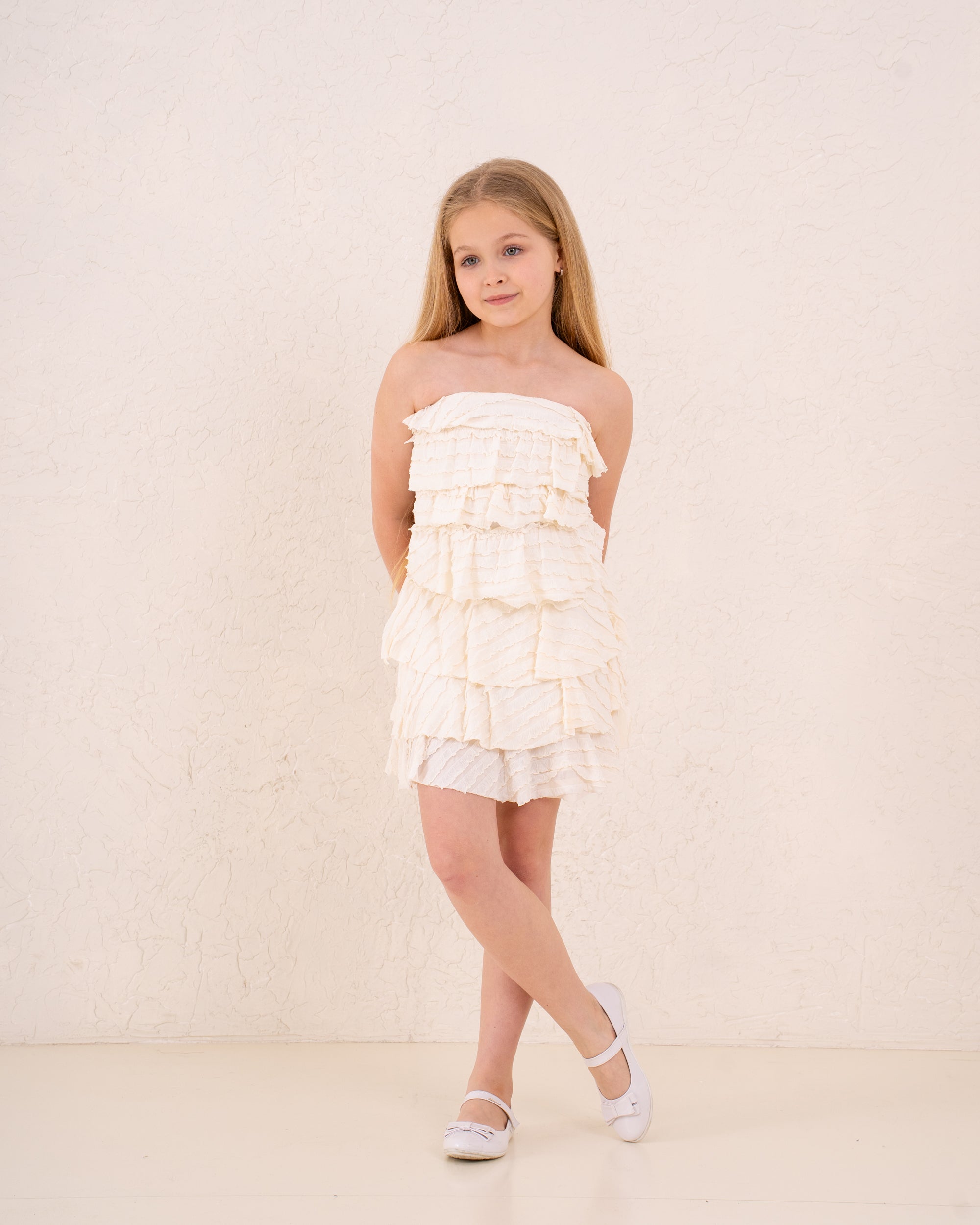 Girls ruffle strapless skirt