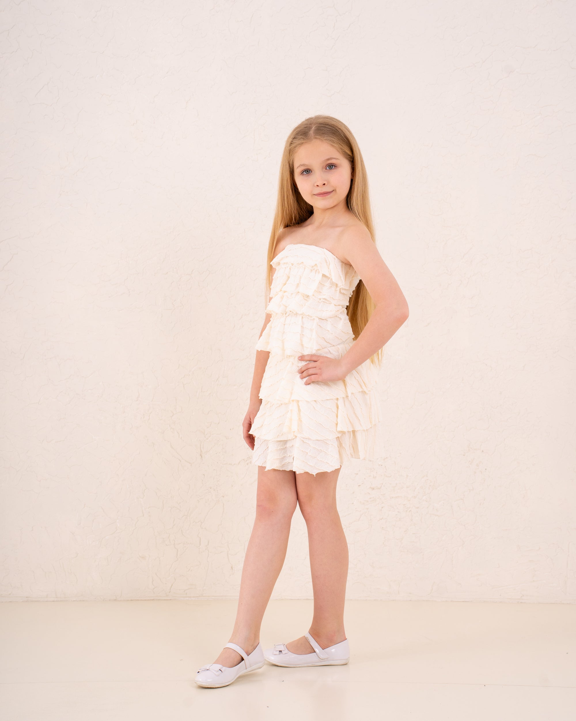 Girls ruffle strapless skirt