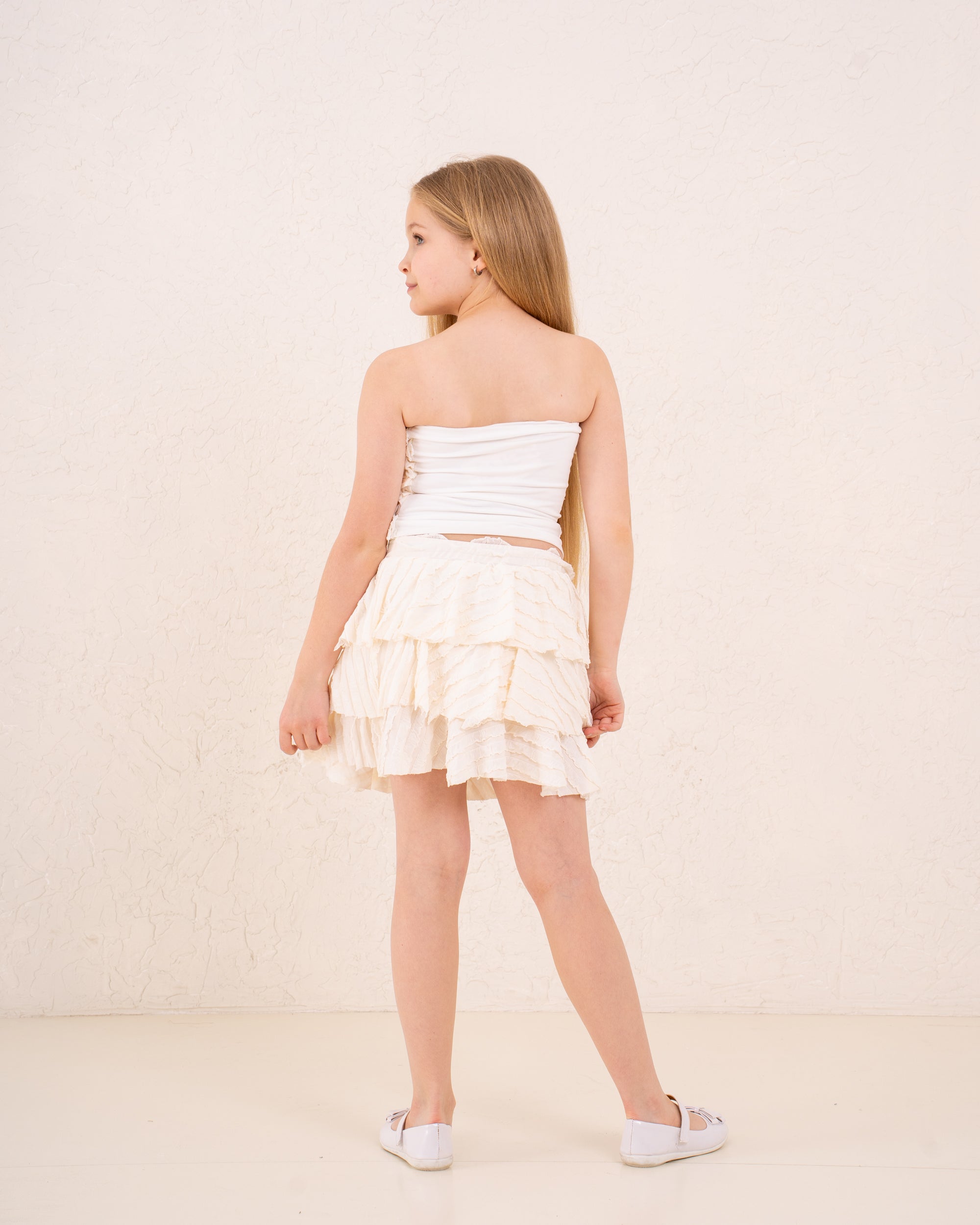 Girls ruffle strapless skirt