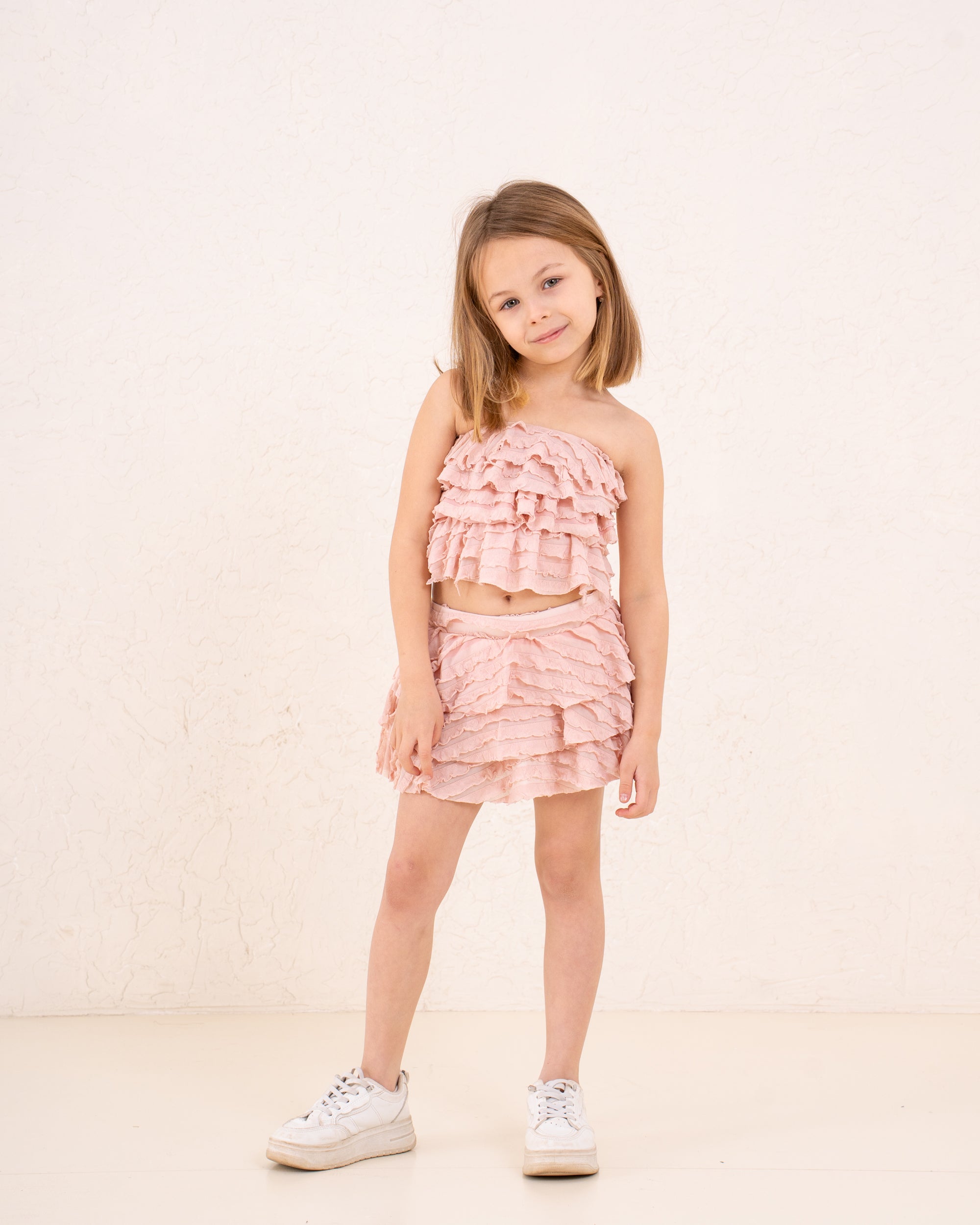 Girls ruffle strapless skirt