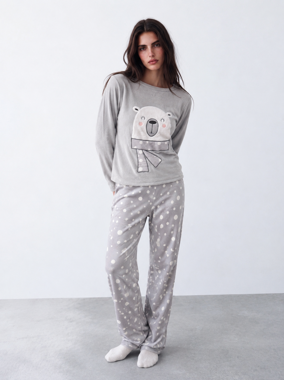 Polar Print Fleece Pajama Set
