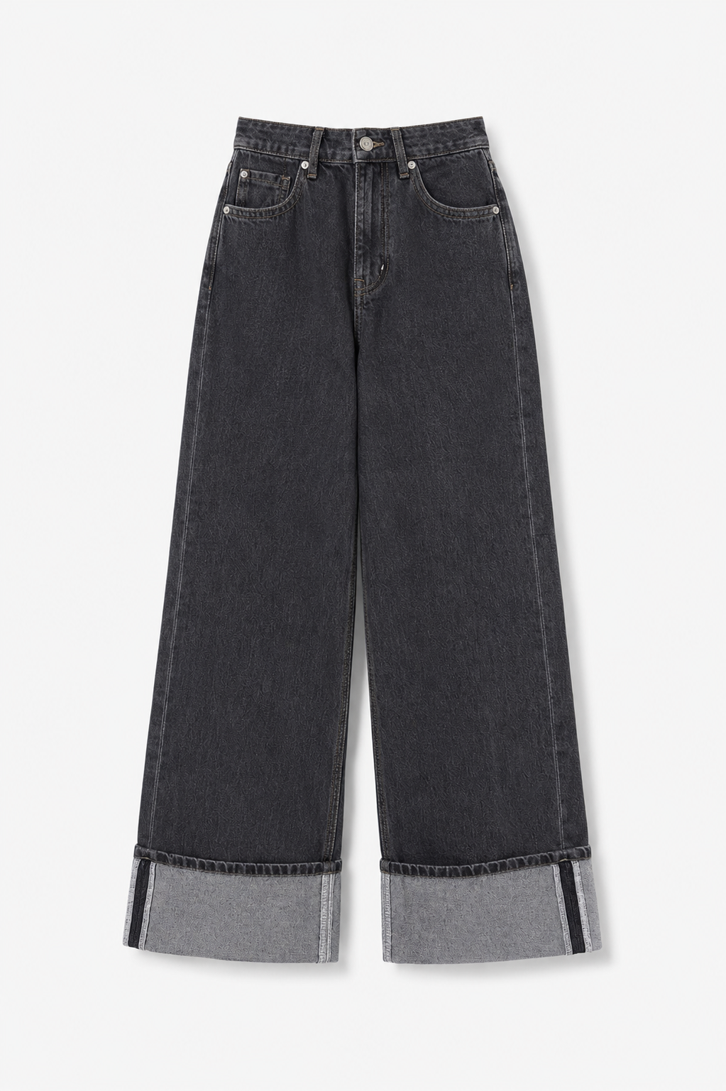 Women folded leg denim