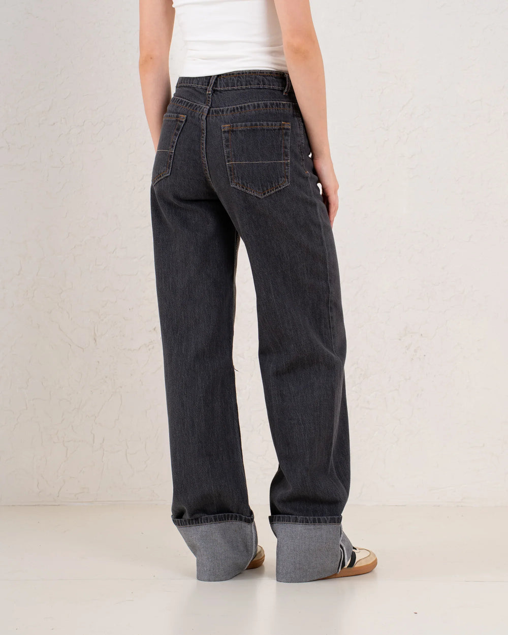 Folded Two-Tone Wide Leg Denim - Venti
