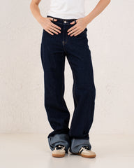 Folded Two-Tone Wide Leg Denim
