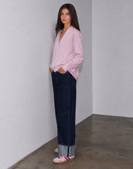 Women folded leg denim