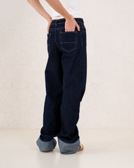 Folded Two-Tone Wide Leg Denim