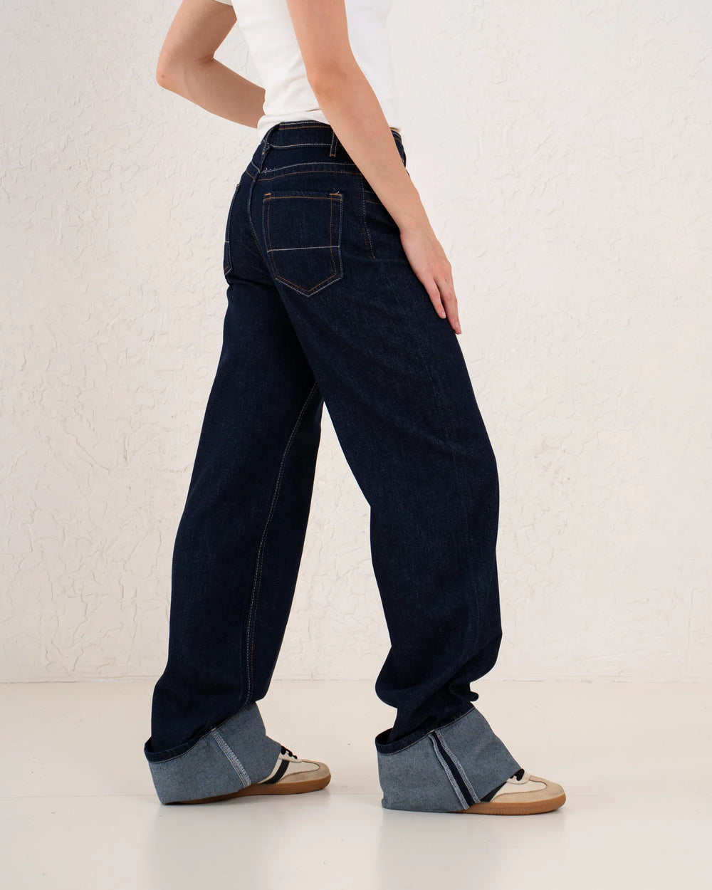 Folded Two-Tone Wide Leg Denim - Venti