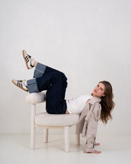 Folded Two-Tone Wide Leg Denim