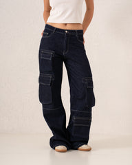 Cargo Wide-Leg Denim Pants