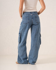 Cargo Wide-Leg Denim Pants