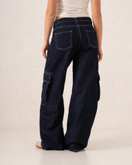 Cargo Wide-Leg Denim Pants