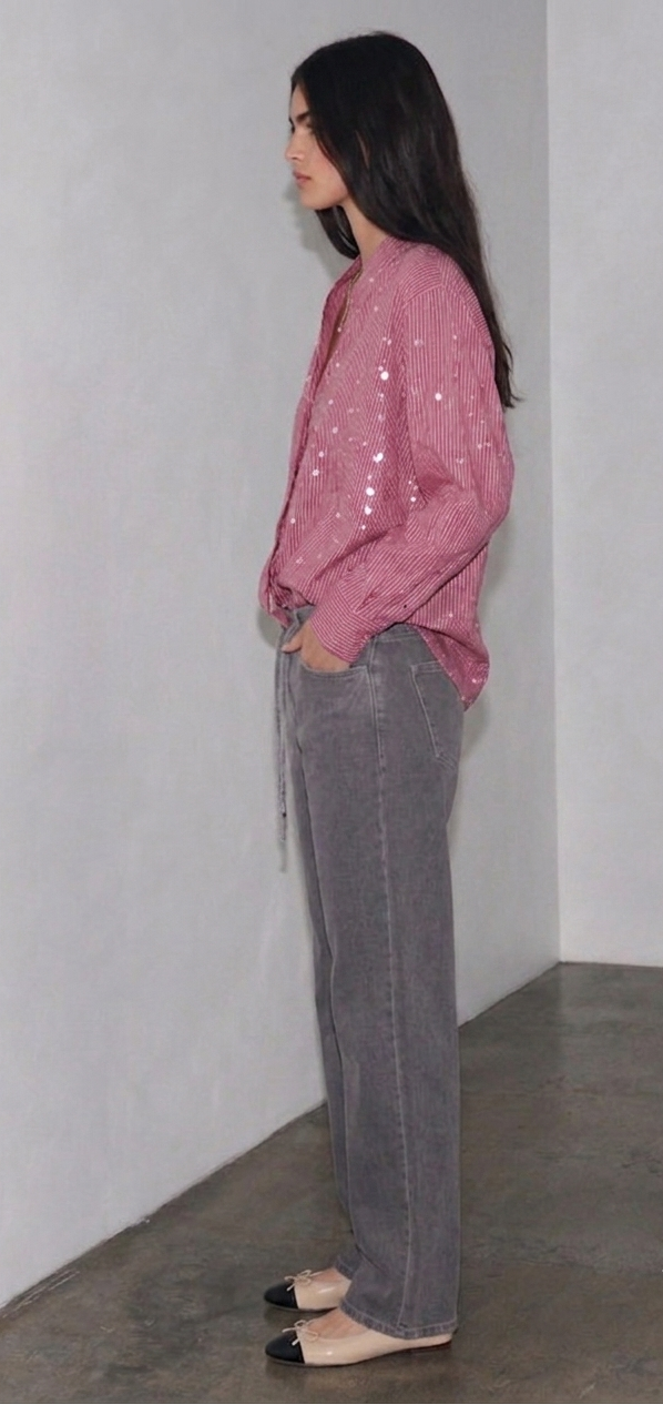 Women drawstring denim