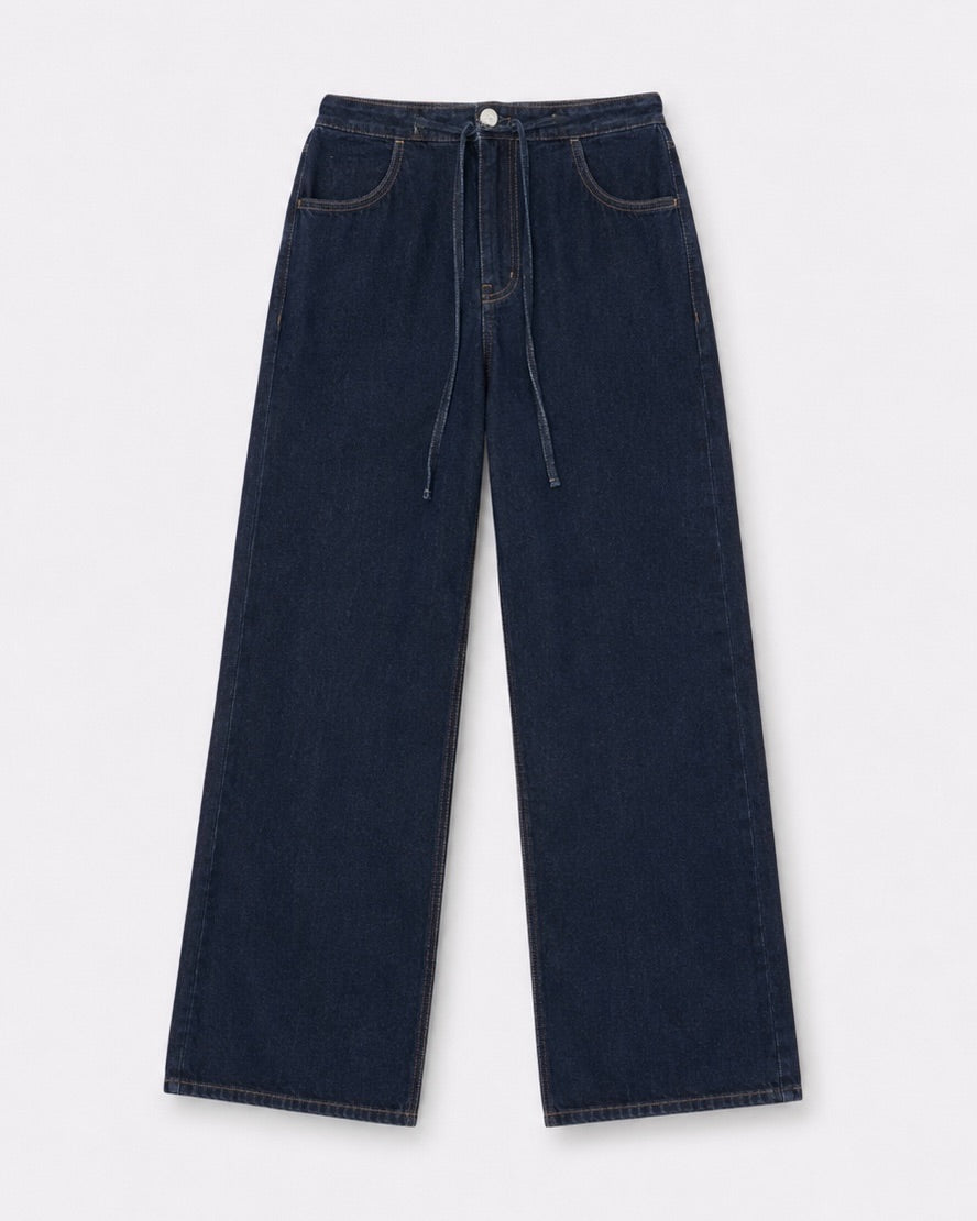 Women drawstring denim