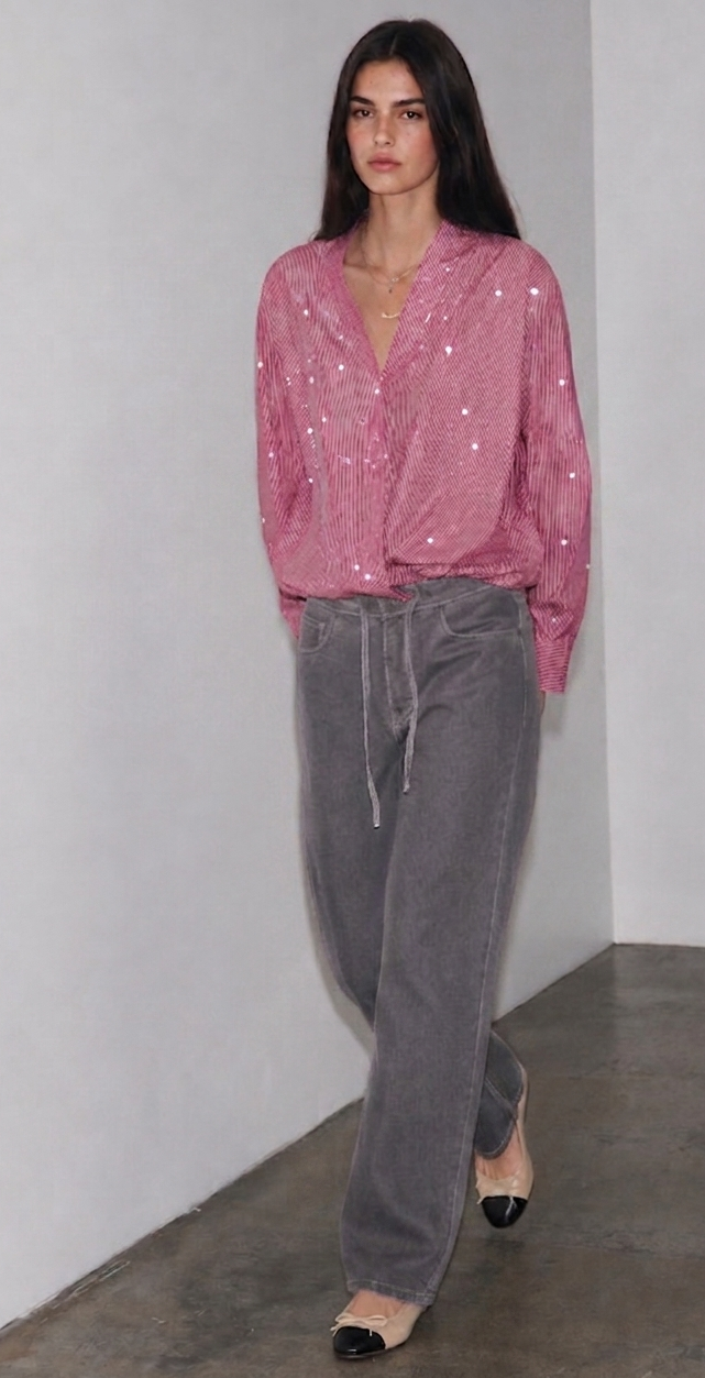 Women drawstring denim