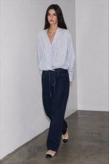 Women drawstring denim