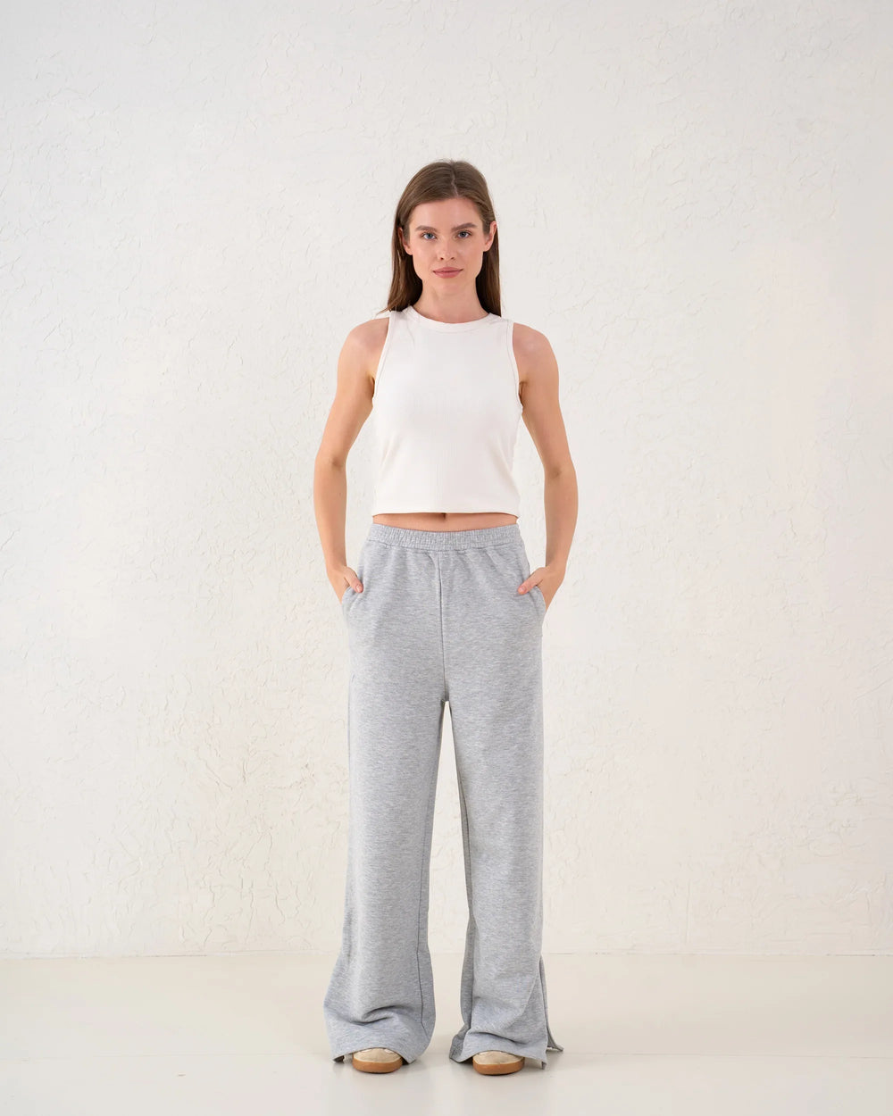 Front Slit Wide-Leg Pants - Venti