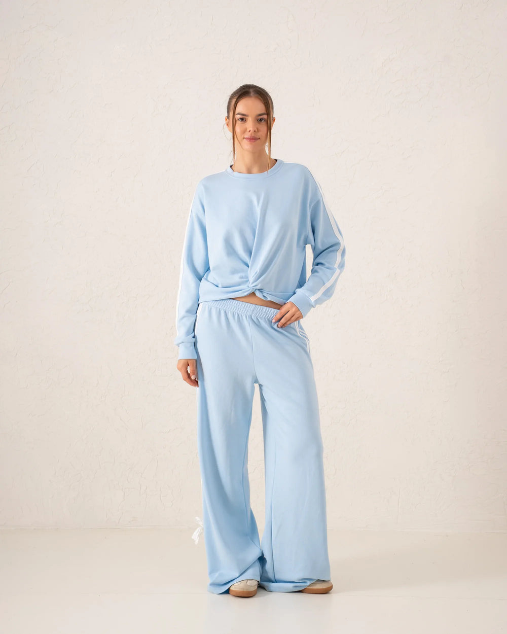 Striped Wide-Leg Pants With Bow Ties - Venti