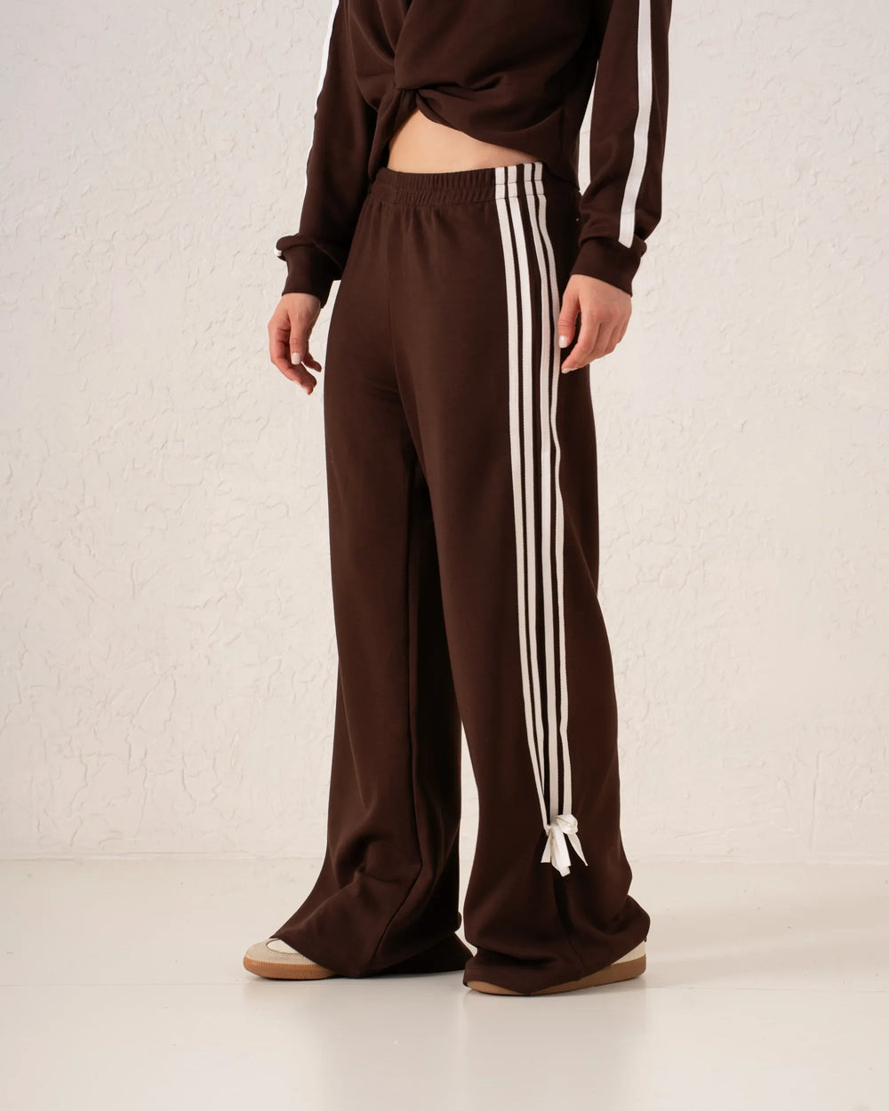 Striped Wide-Leg Pants With Bow Ties - Venti