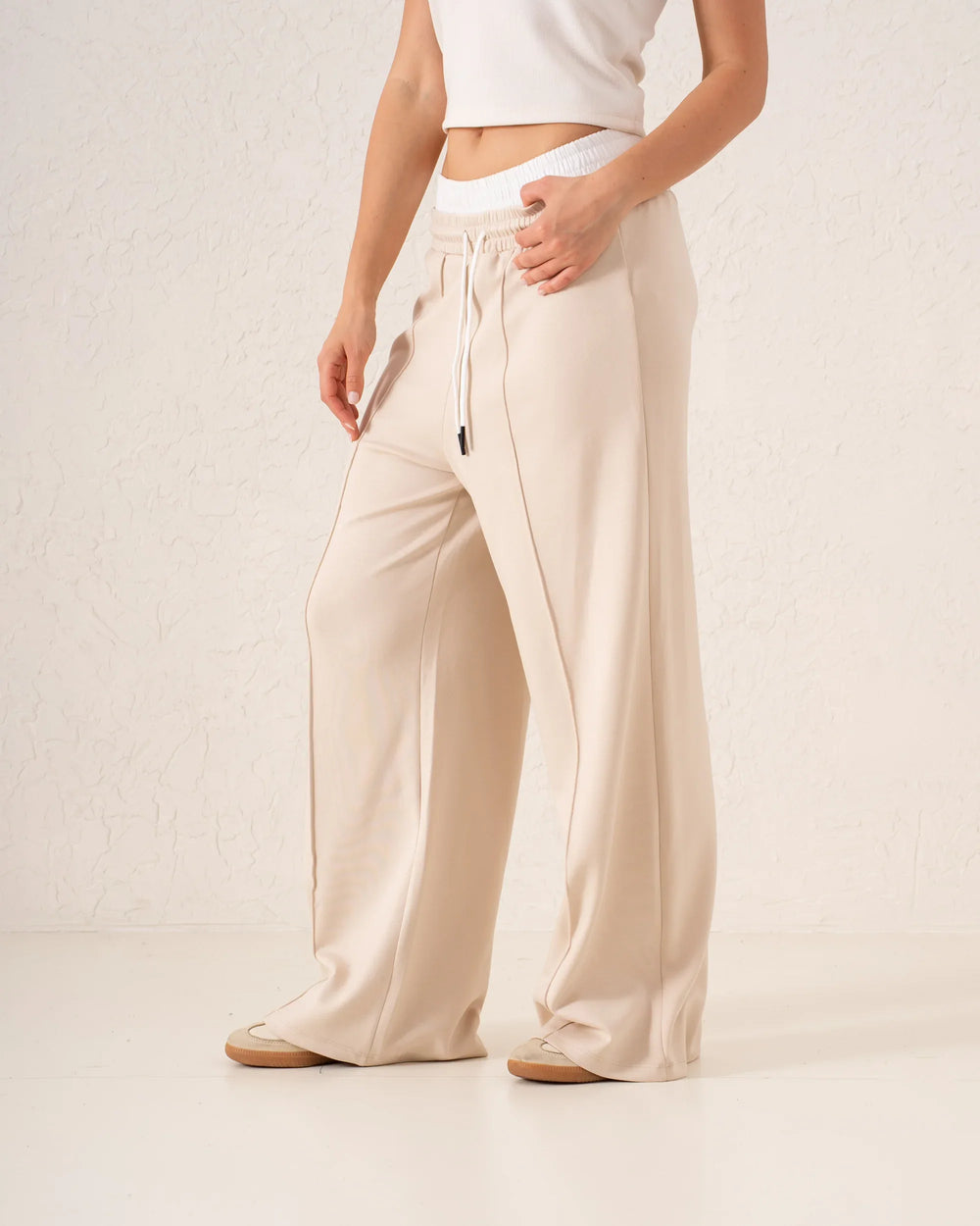 Double-Waist Wide-Leg Track Pants - Venti