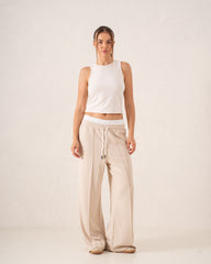 Double-Waist Wide-Leg Track Pants