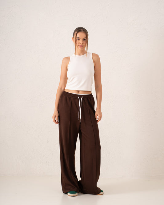 Double-Waist Wide-Leg Track Pants