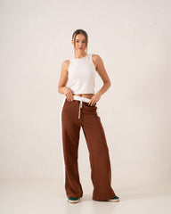 Contrast Wide-Leg Side Stripe Pants