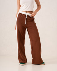 Contrast Wide-Leg Side Stripe Pants
