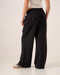 Pinstripe Wide-Leg Trousers