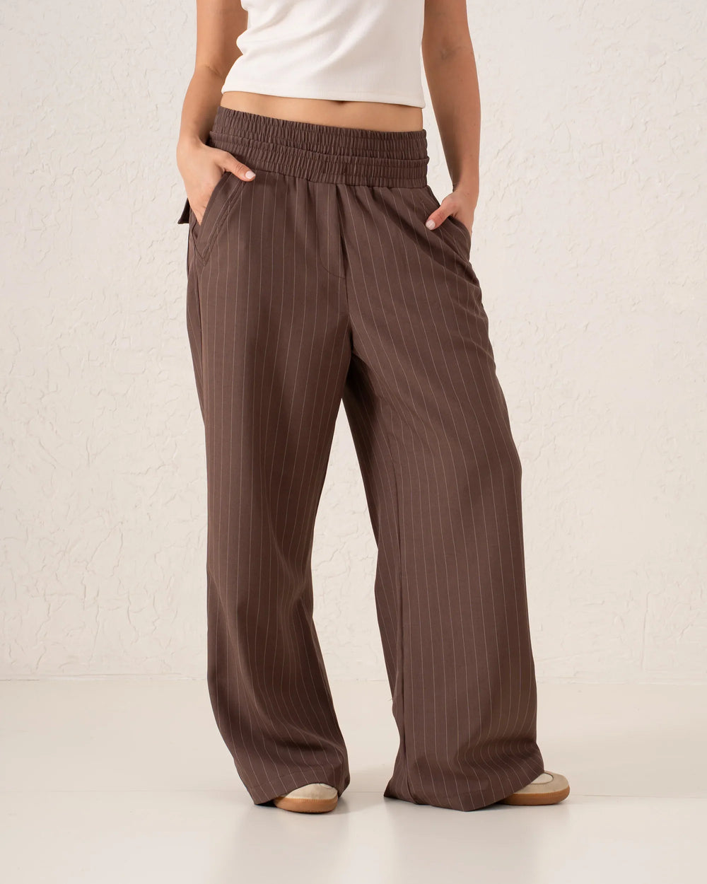 Pinstripe Wide-Leg Trousers - Venti