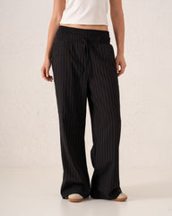 Pinstripe Wide-Leg Trousers