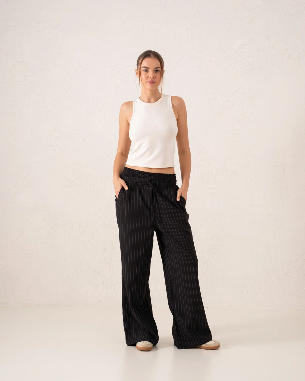 Pinstripe Wide-Leg Trousers - Venti