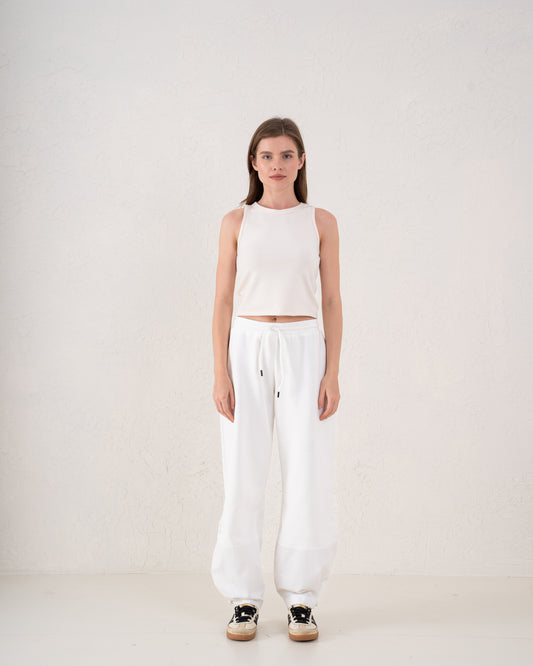 Contrast Panel Wide Leg Pants