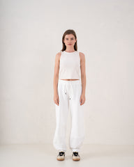 Contrast Panel Wide Leg Pants