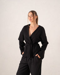 Wrap Criss Cross Belted Jacket