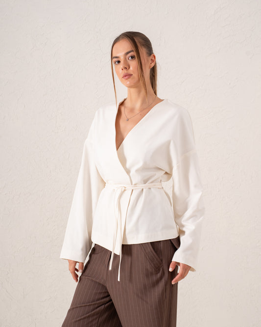 Wrap Criss Cross Belted Jacket