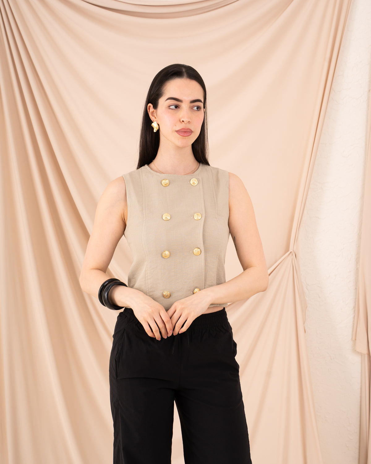 Women Sleeveless Linen Vest