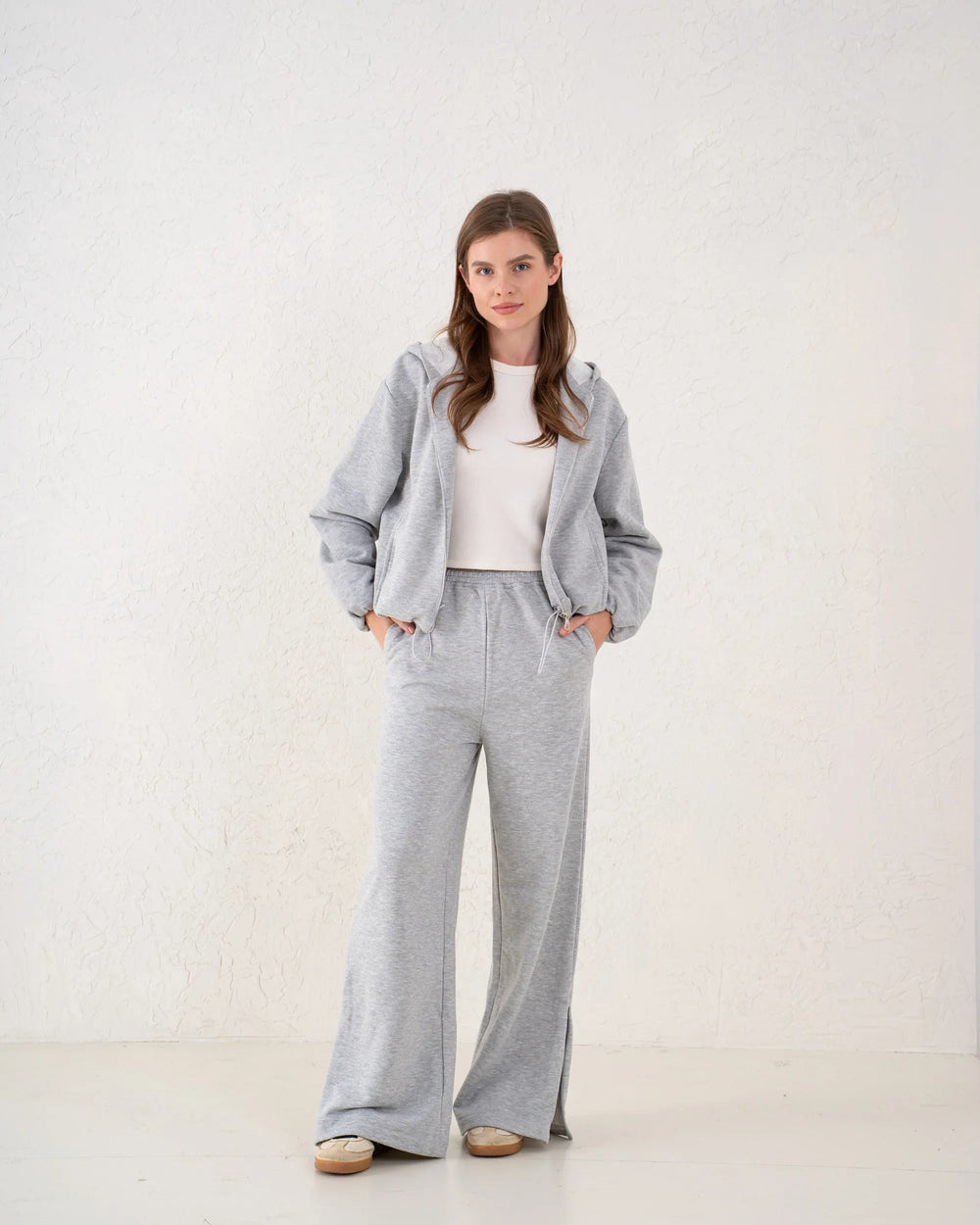 Front Slit Wide-Leg Pants - Venti