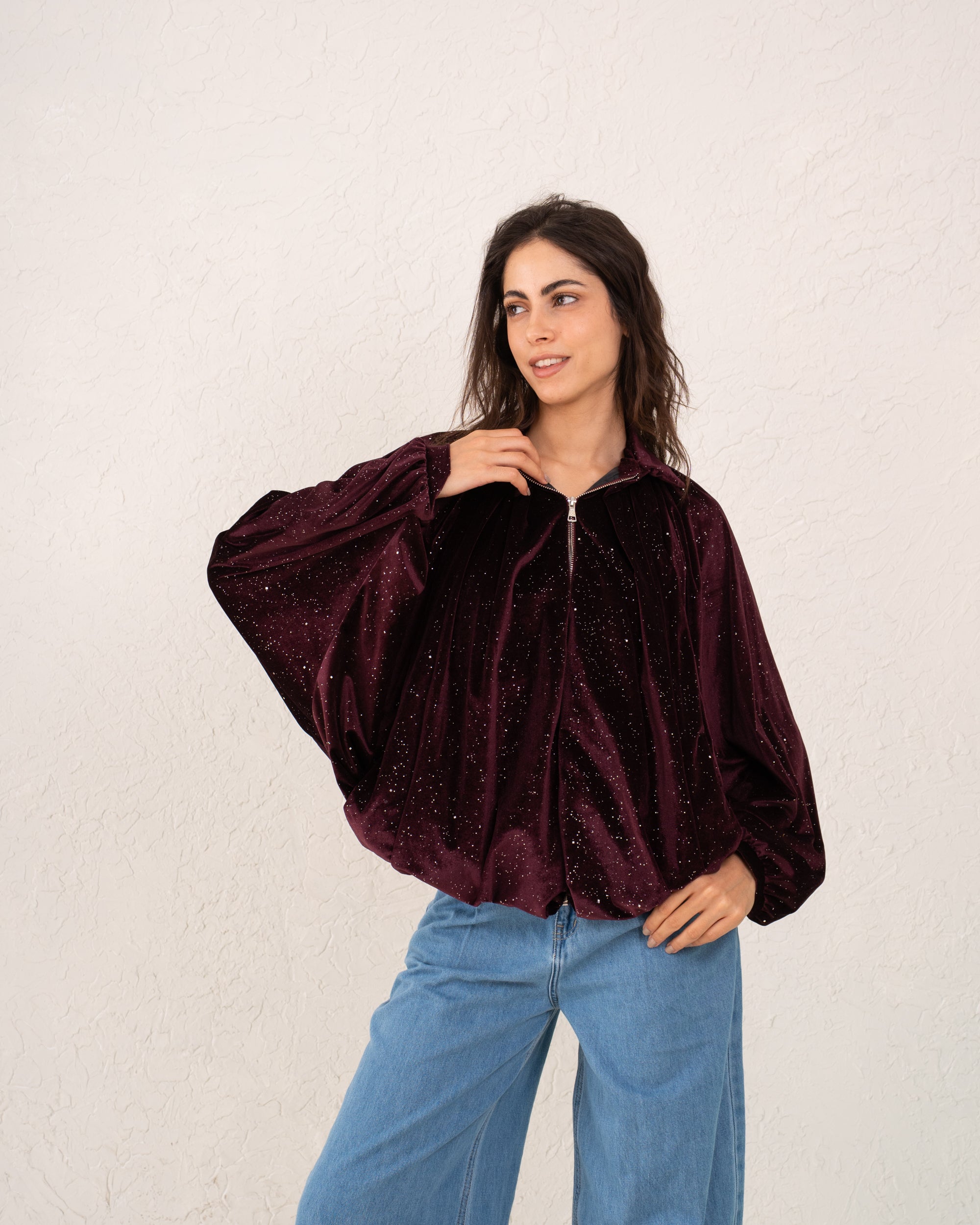 Women velvet balloon Jacket