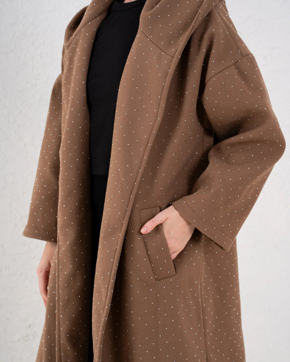 Sparkling Embellished Hooded Coat - Venti