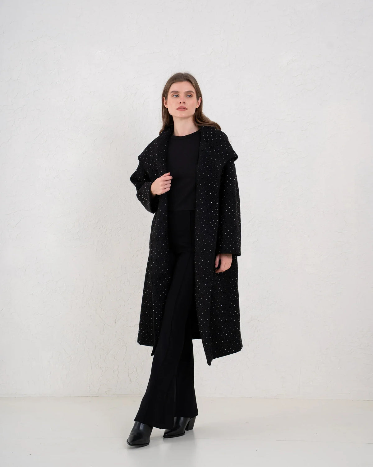 Sparkling Embellished Hooded Coat - Venti