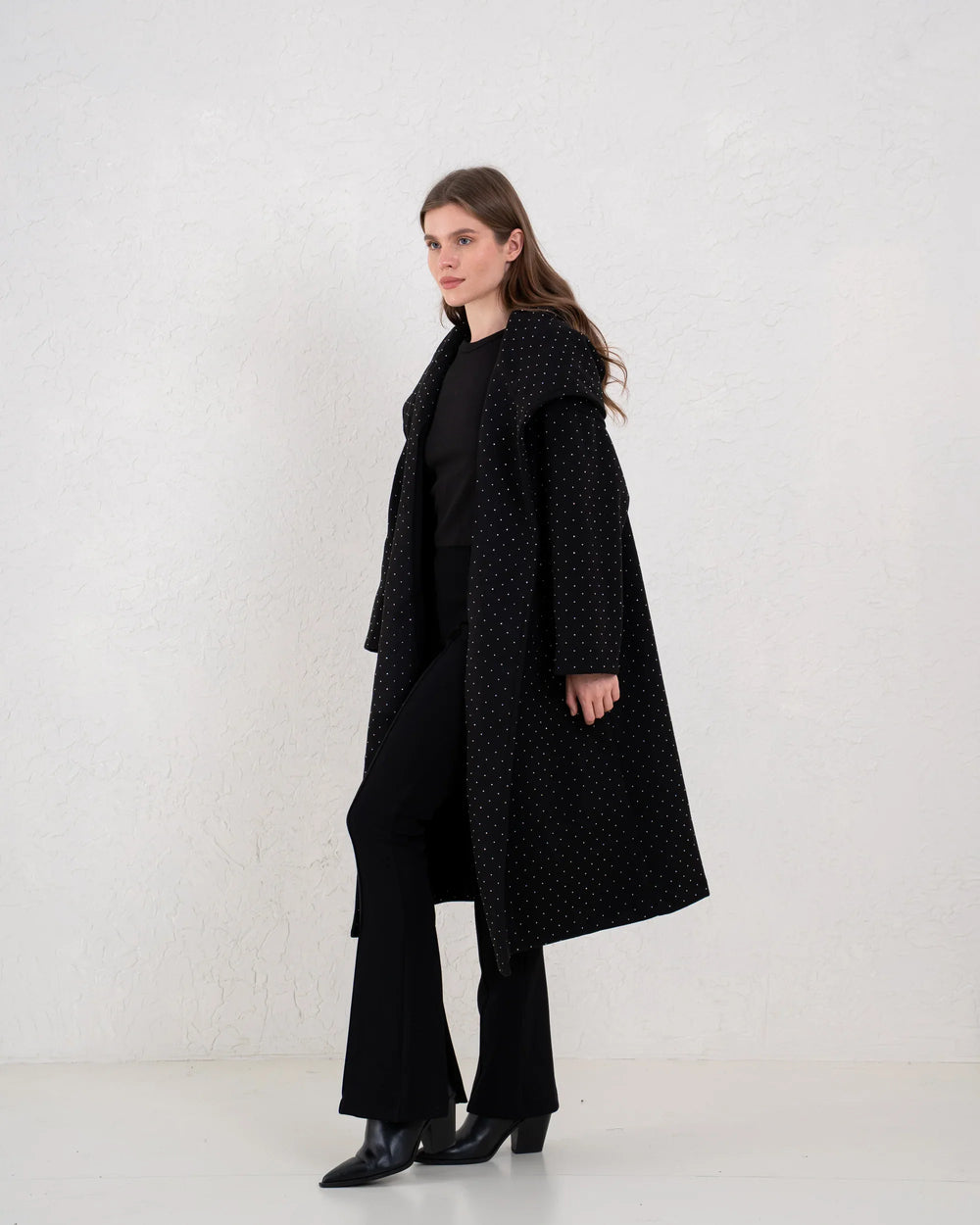 Sparkling Embellished Hooded Coat - Venti