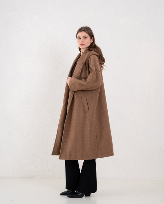 Sparkling Embellished Hooded Coat