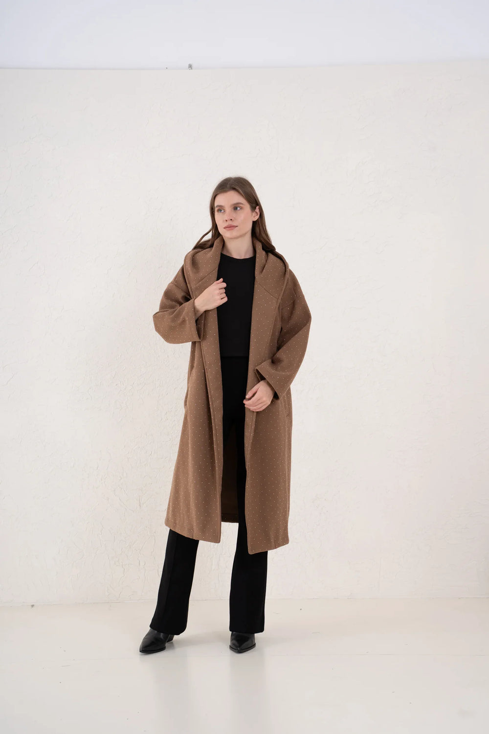 Sparkling Embellished Hooded Coat - Venti