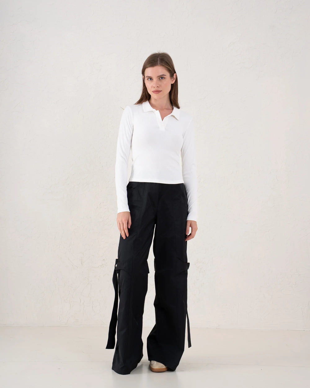 Ribbed Polo Long Sleeve Top - Venti