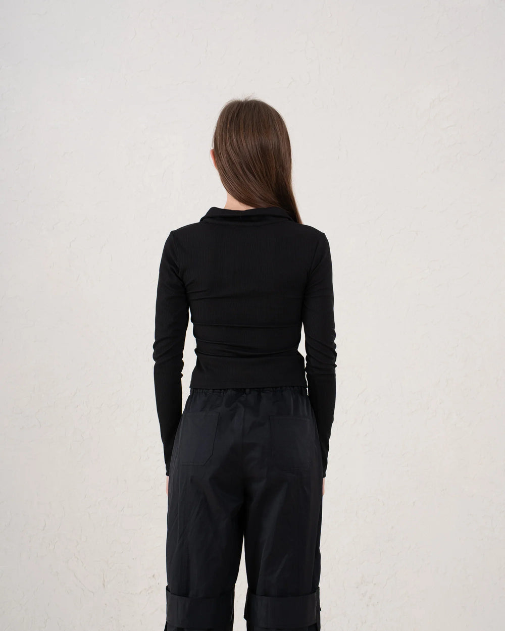 Ribbed Polo Long Sleeve Top - Venti