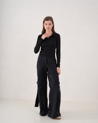 Ribbed Polo Long Sleeve Top