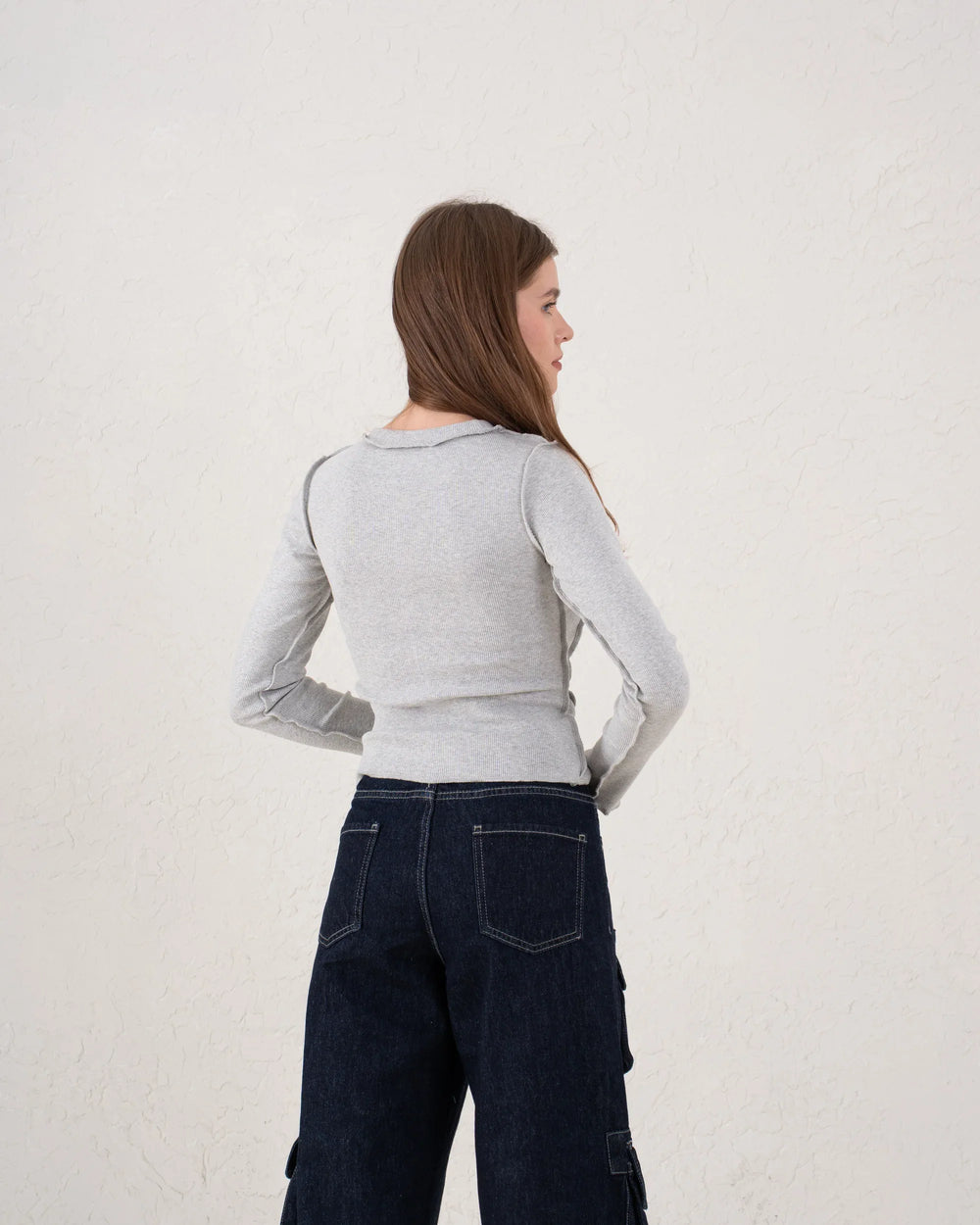 Cut-Out Seam Detail Ribbed Top - Venti