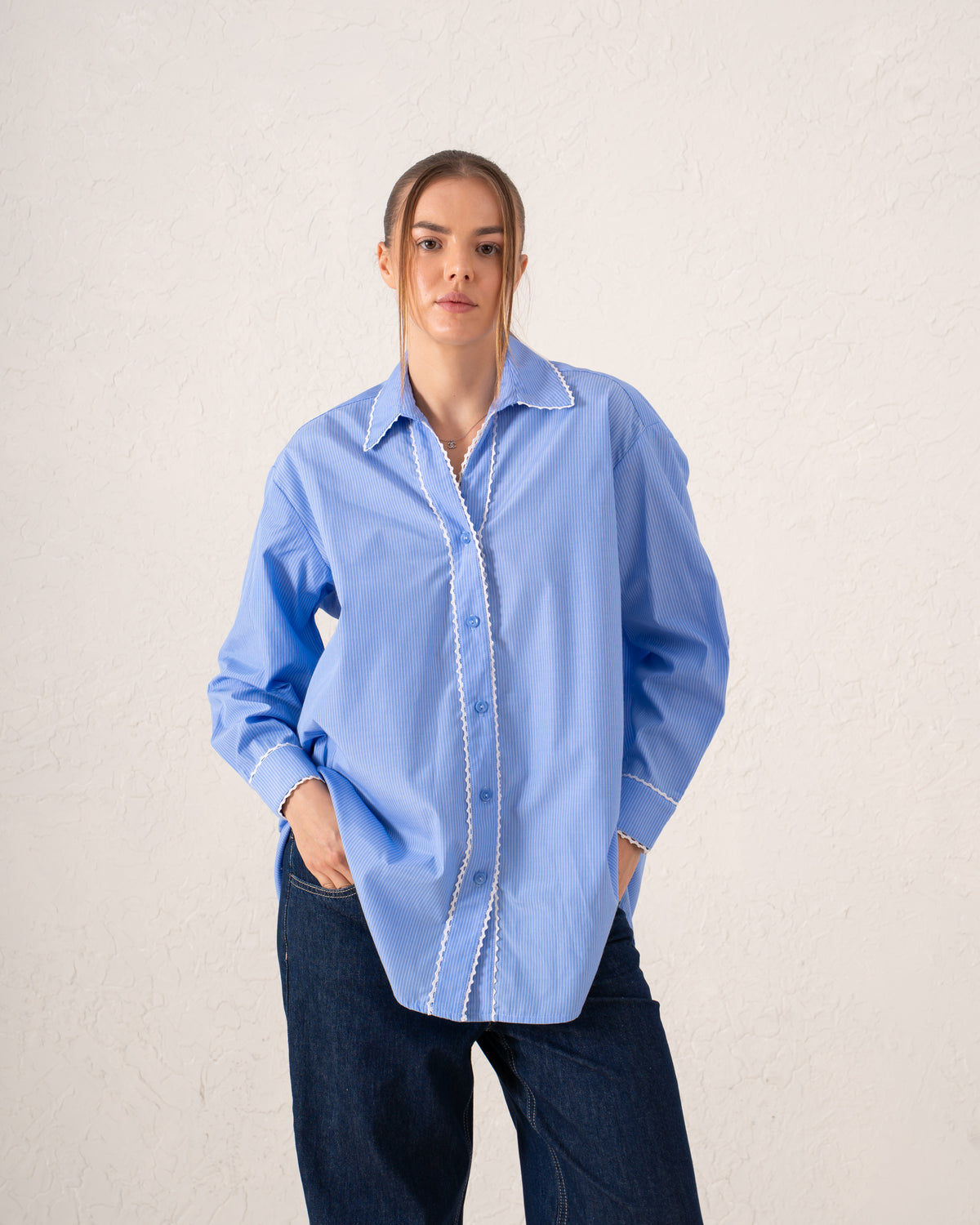 Contrast Piped Oversized Shirt