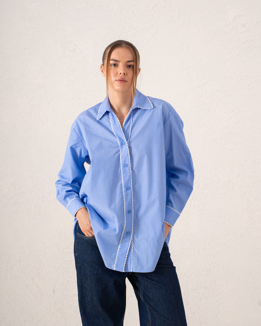 Contrast Piped Oversized Shirt